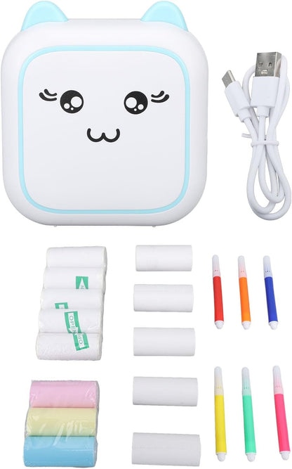 Mini Pocket Printer, Inkless Multipurpose Printing, Compact, Clear Photos, Mini Thermal Printer for Notes (Blue)