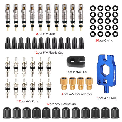 Presta Valve Core Brass FV Nozzle Replacement MTB Road Bike Tubeless Service Parts Alloy Remover Tool O-Ring Optional