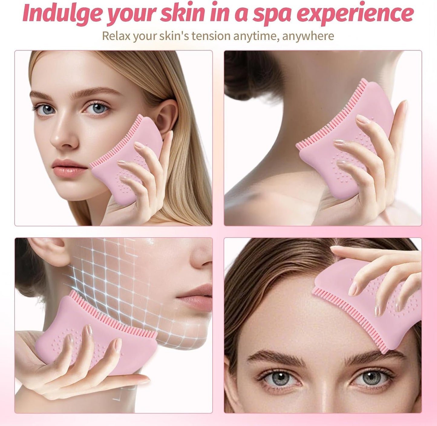 Lymphatic Drainage Brush for Face, Soft Silicone Facial Cleansing Brush for Gentle Dry Brushing & Massage, Handheld Face Scrubber for Sensitive, Delicate & Dry Skin, Skincare Tool for Women