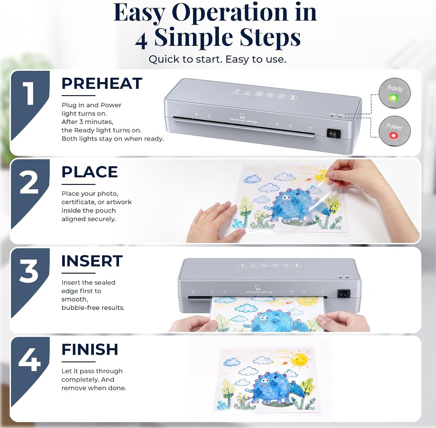 MAXDONE A4 Laminator, Thermal Laminator Machine A4 with Laminating Pouches, Lami
