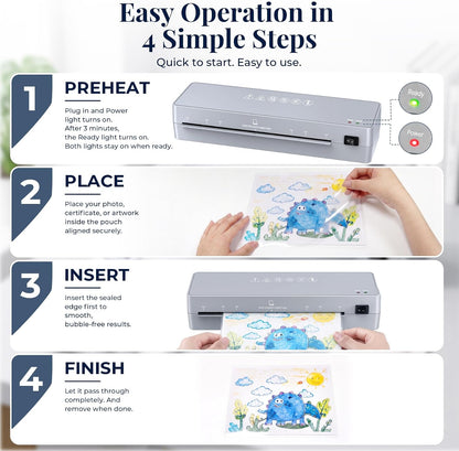 MAXDONE A4 Laminator, Thermal Laminator Machine A4 with Laminating Pouches, Lami
