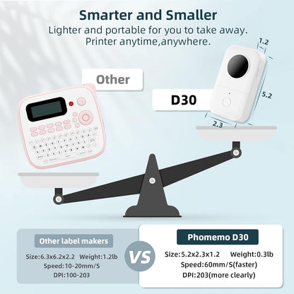 Phomemo D30 Label Maker Machine Bluetooth Small Label Printer Thermal Printer UK