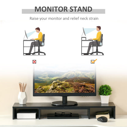 Dual Monitor Stand Riser W/ 3 Shelves Adjustable Length and Angle Screen Stand
