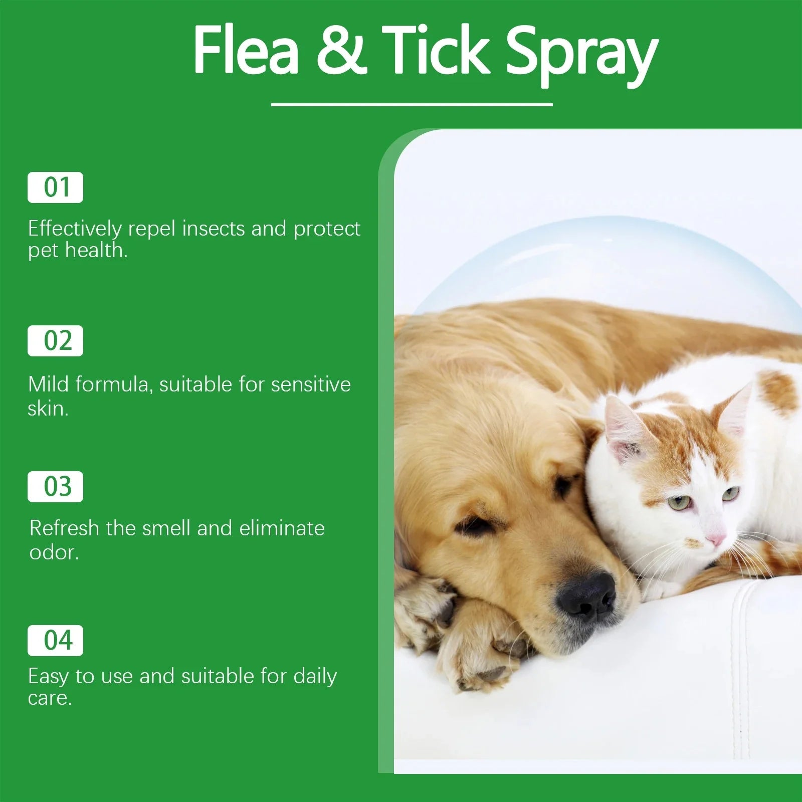 Yegbong Pet Insect Repellent Spray Daily Cleaning Dirts Promote Pet Skin Health anti Mite Flea Relief Discomfort Pet Care Spray