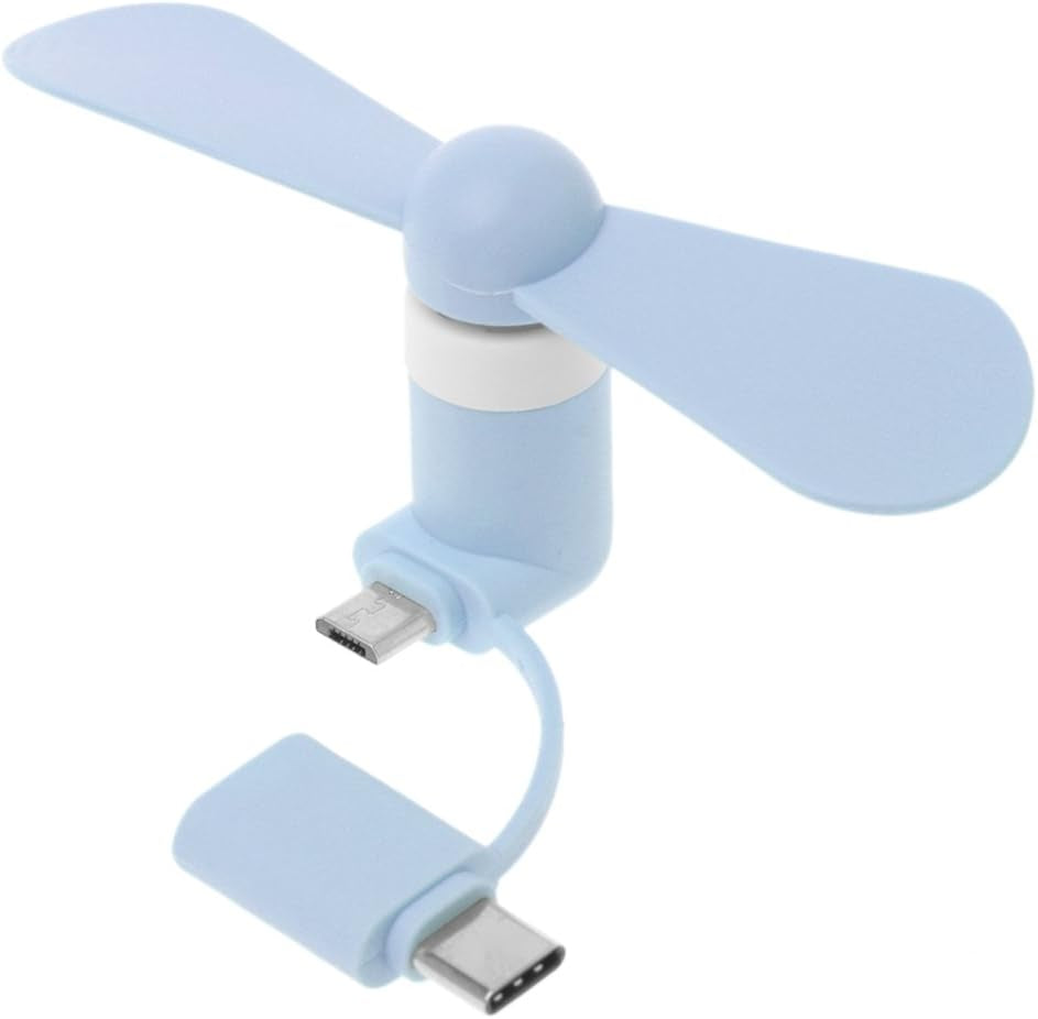 Type C Portable 2 in 1 Cooler Handheld Cooling Mini USB Fan for Android Micro USB Phones, Green