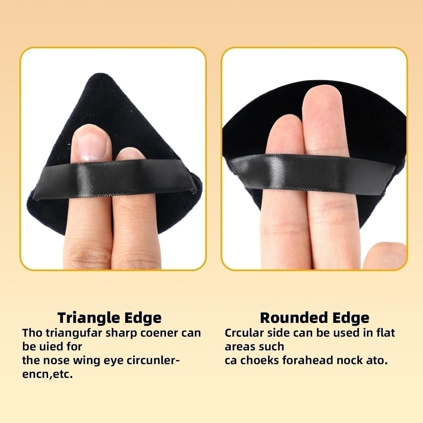 4Pcs Triangle Powder Puffs, Reusable Face Makeup Puff, Multifunctional Facial Makeup Tool Wet, Dry Dual-Use Makeup Sponge for BB CC Cream Liquid Foundation(Black)