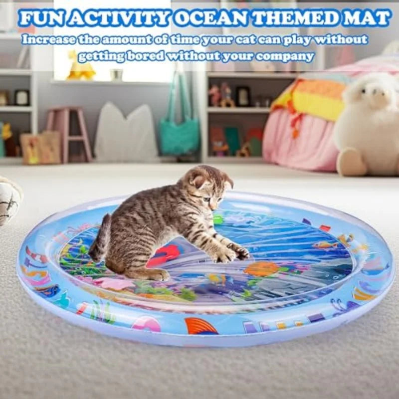 Pet Play Mat Interactive Water Mat Indoor Relief Cat Boredom Splash Pad, Summer Cooling Sleeping Mat