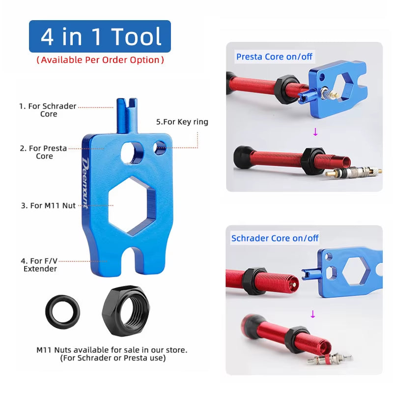 Presta Valve Core Brass FV Nozzle Replacement MTB Road Bike Tubeless Service Parts Alloy Remover Tool O-Ring Optional