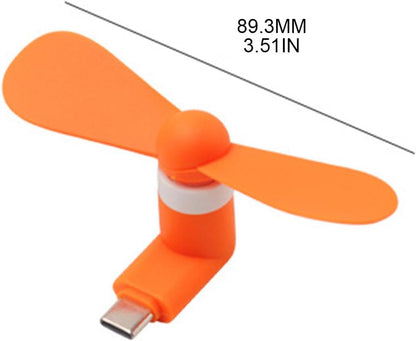 Portable USB-C Fan, Silicone, Small, Black, Energy-Efficient Operation