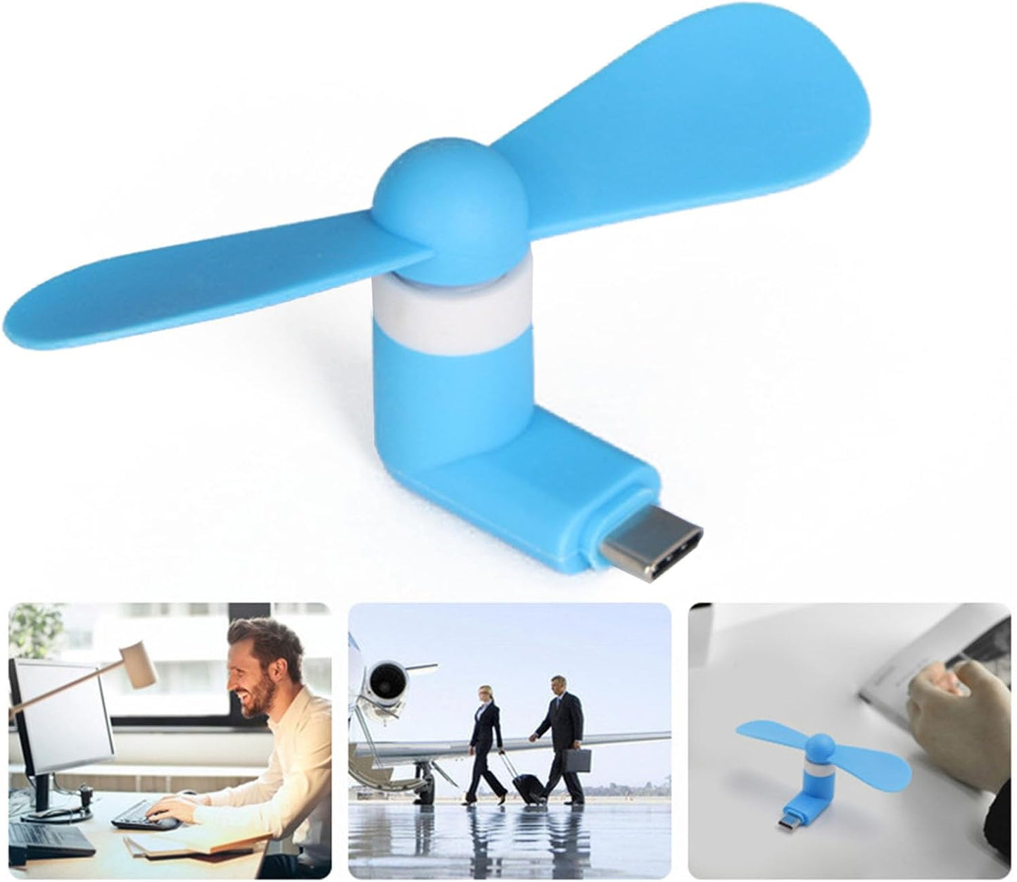 Portable USB-C Fan, Silicone, Small, Black, Energy-Efficient Operation