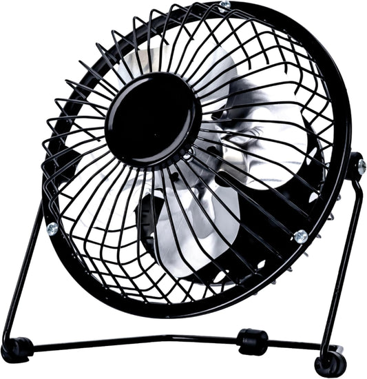 4 Inch USB Desk Fan, Mini Portable Personal Cooling Fan with Single Speed for Office, Laptop & Travel Use, Black (SUSBBLKWFAN1PKB4)