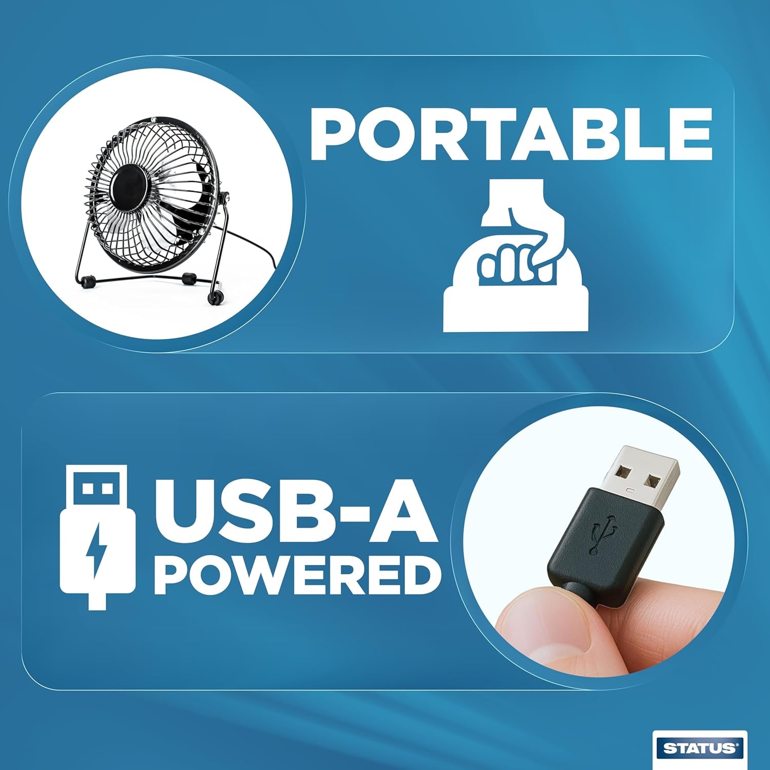 4 Inch USB Desk Fan, Mini Portable Personal Cooling Fan with Single Speed for Office, Laptop & Travel Use, Black (SUSBBLKWFAN1PKB4)