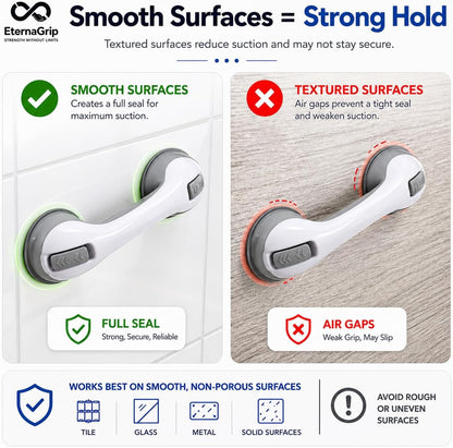 Eternagrip Suction Grab Rails for Bathroom – Shower Handle for Elderly, Strong Locking Suction Shower Grab Rail, Bathroom Safety Hand Rail, Portable Bath Handle for Shower & Bathroom Support